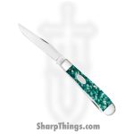 Case Cutlery - CA71380 - Trapper Sparxx - Folding Knife - Tru-Sharp Surgical Stainless Steel Mirror Polished Multi - KiriniteÂ® - Green