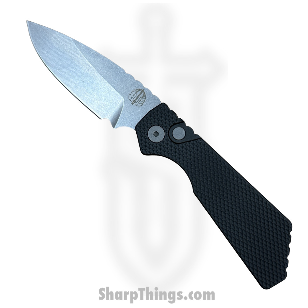804e9238-b5d6-4d19-9a5a-bf28b5b36ed0_205_1.jpg ProTech - 205 - Strider PT+ - Automatic Knife - Magnacut Stonewash Drop Point - Aluminum - Black - Image 1
