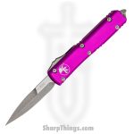 Microtech - 120-10APVI - Ultratech - OTF Auto - Elmax, M390, 204P Two Tone Bayonet - 6061-T6 Aluminum - Violet