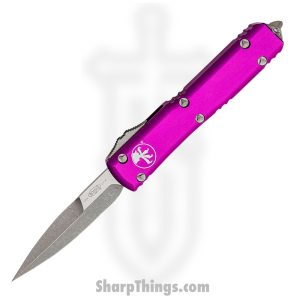 Microtech - 120-10APVI - Ultratech - OTF Auto - Elmax, M390, 204P Two Tone Bayonet - 6061-T6 Aluminum - Violet