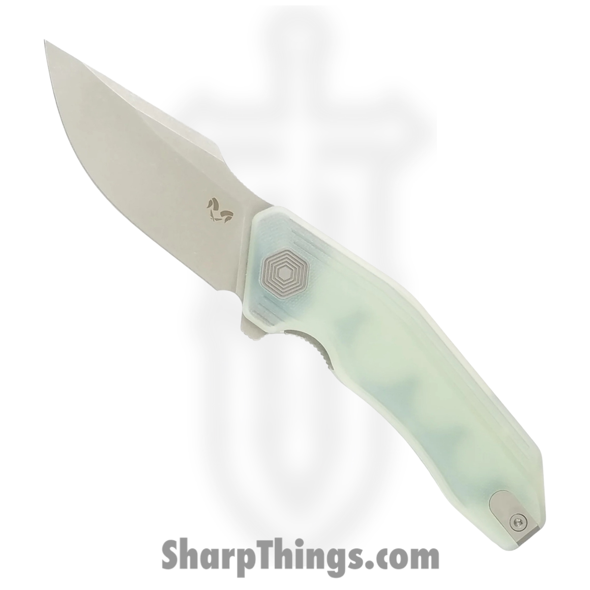 808d27e8-274e-468f-9ab7-30805fef8adf_DMN001GJ_1.jpg Damned Designs - DMN001GJ - Basilisk - Folding Knife - 14C28N Stonewash Drop Point - G10 - Jade - Image 1