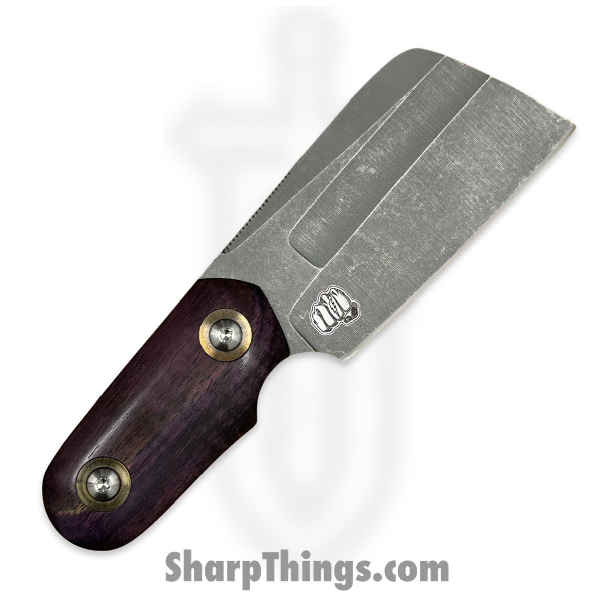80d49977-9485-4d34-a33d-5393fc42c54f_CMC-Purp-SW_1.jpg Something Obscene Co. - CMC-Purp-SW - Custom Mini Cleaver - CPM Magnacut Stonewash Cleaver - Curly Mango - Purple - Image 1