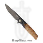 Bestech Knives - BTKG19E - Ascot - Folding Knife - D2 Blackwash Drop Point - Burl Wood - Brown Black