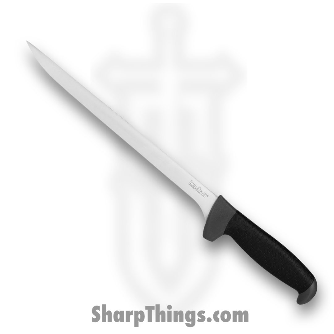 81340e36-b32c-4784-8ee1-c72aa9f3c4c7_1249x_12.jpg Kershaw - 1249x - 9.5" Filet - Fixed Blade Knife - 420J2 Satin Trailing Point - Glass Filled Nylon, K-Texture™ Grip - Gray, Black - Image 1