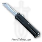 TakCom - TCSTGWHNSW - Stinger - OTF Auto - 154CM Stonewash Wharncliffe - 6061-T6 Aluminum - Black