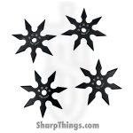 VOC - TS-9104-BK-4 - 4in 7 Point Ninja Shuriken Pack of 4 - Fixed Blade Knife - Surgical Steel - Black