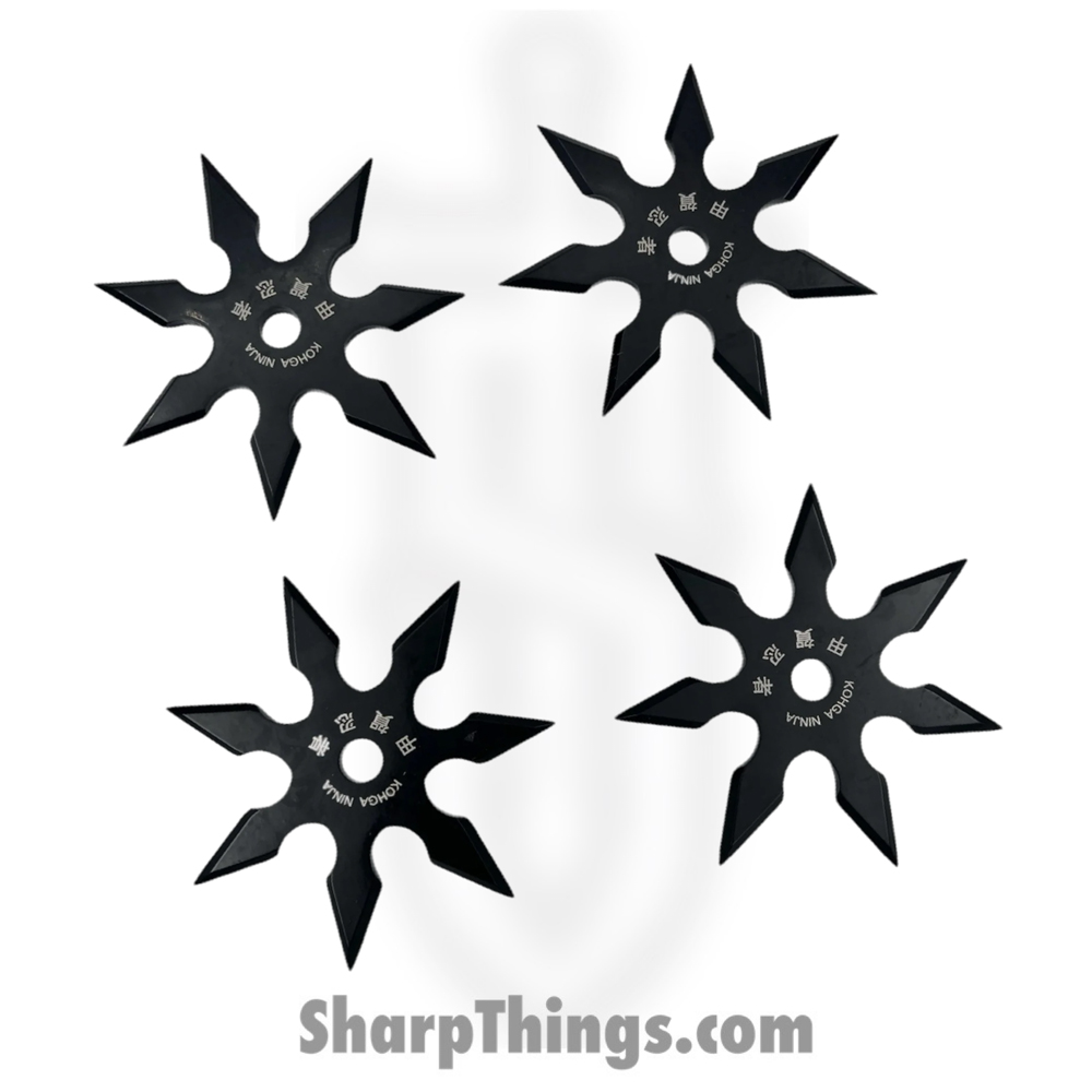 815b20f4-618a-4681-9b6b-022ef606de42_TS-9104-BK-4_1.jpg VOC - TS-9104-BK-4 - 4in 7 Point Ninja Shuriken Pack of 4 - Fixed Blade Knife - Surgical Steel - Black - Image 1