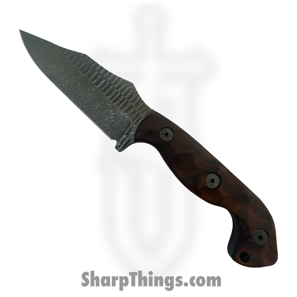 81974c80-2b10-4da1-b709-1e66d50fe225_TU1-W_1.jpg Stroup Knives - TU1-W - Tactical Use - Fixed Blade Knife - 1095 HC Acid Wash Clip Point - Honduran Rosewood - Brown - Image 1