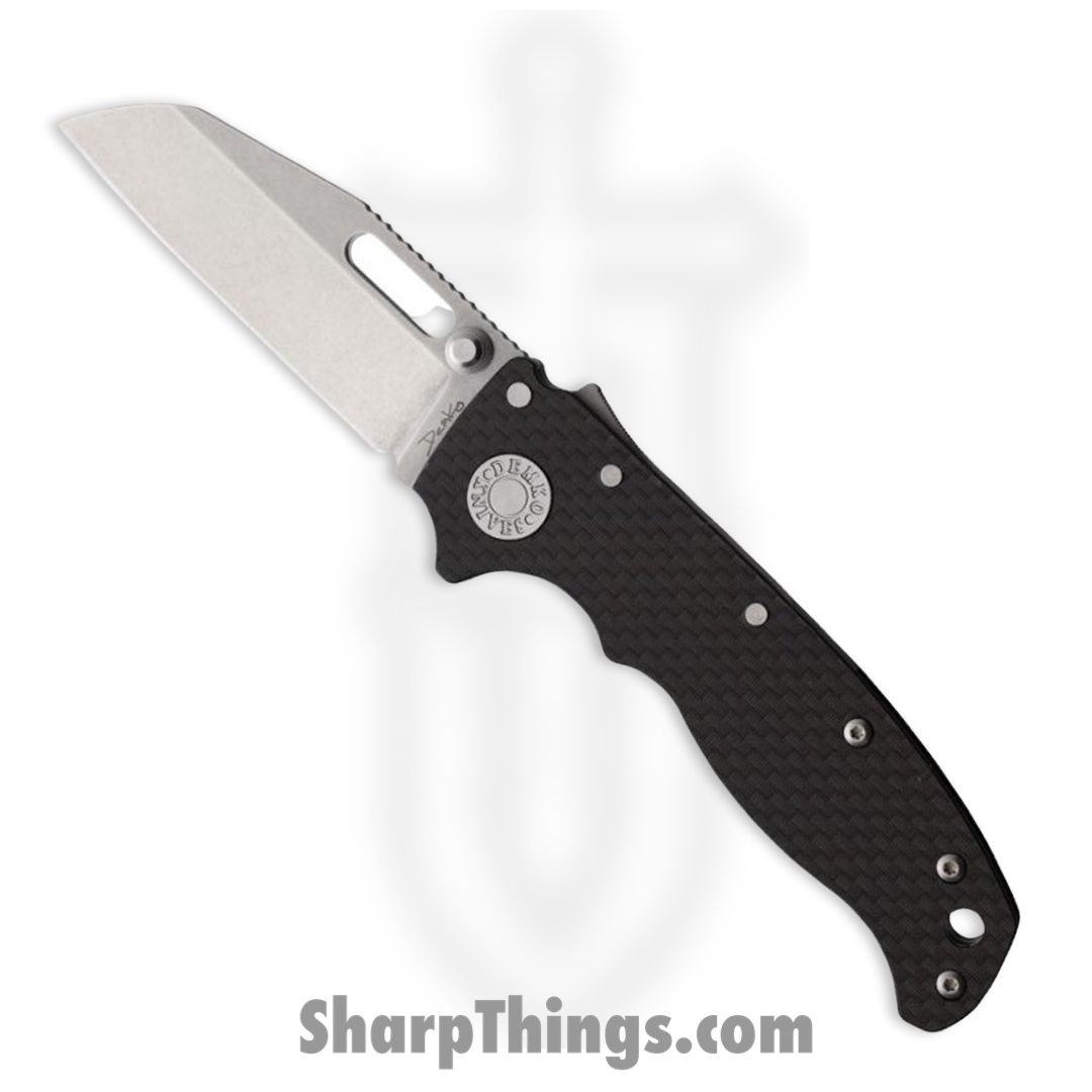 8200625f-012a-4e45-be07-78bf8b91368a_DEM09627_1.jpg Demko Knives - DEM09627 - AD 20.5 Shark-Lock - Folding Knife - CPM-S35VN Stonewash Wharncliffe - Carbon Fiber - Black - Image 1