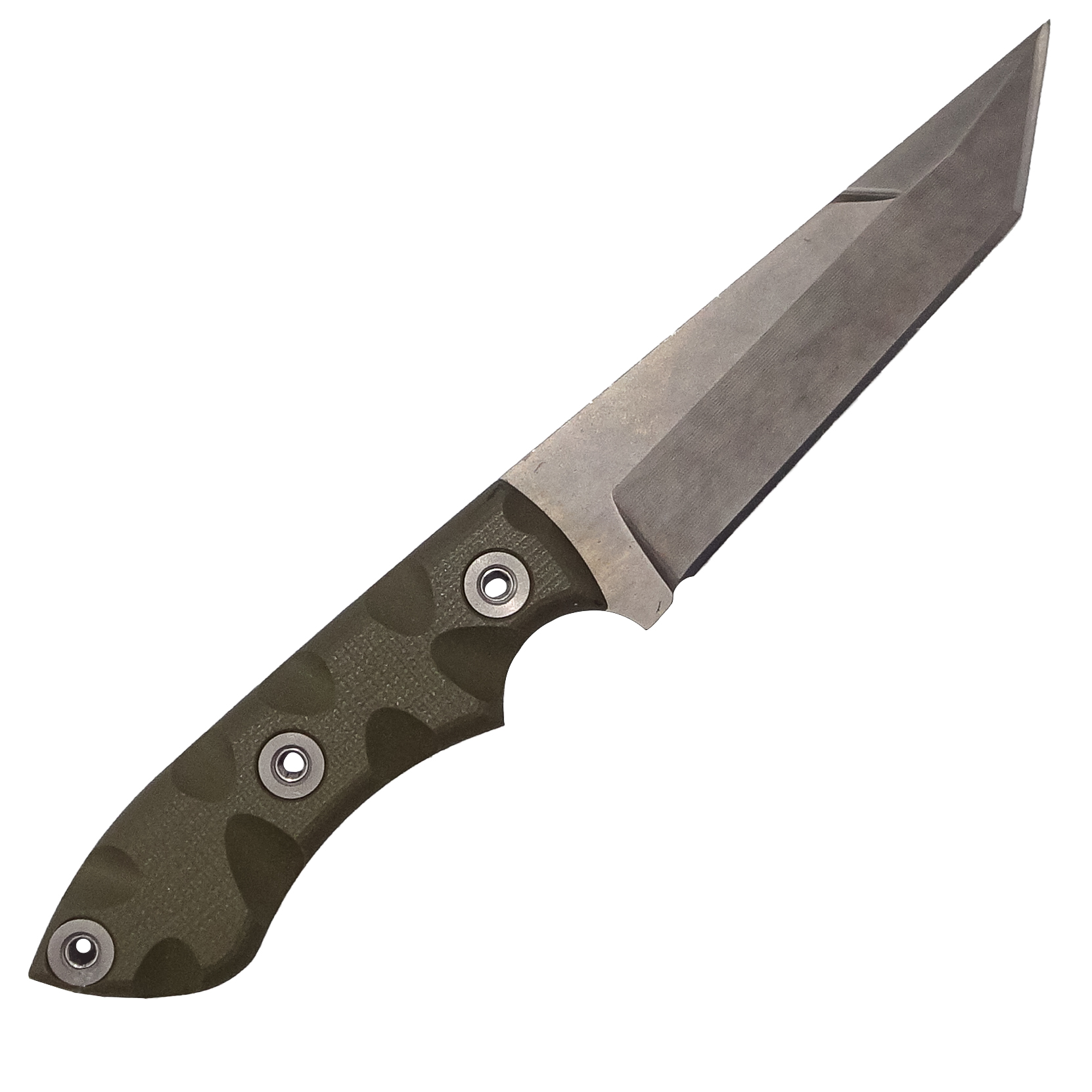 823bcb64-9f88-47a0-a89e-517d4cbc12d0_TntoODGrnGG_1.jpg T.Kell Knives - TntoODGrnGG - Tanto - Fixed Blade Knife - 80CRV2 Nickle Boron Coated - G10 - OD Green Grenade Grip - Image 1