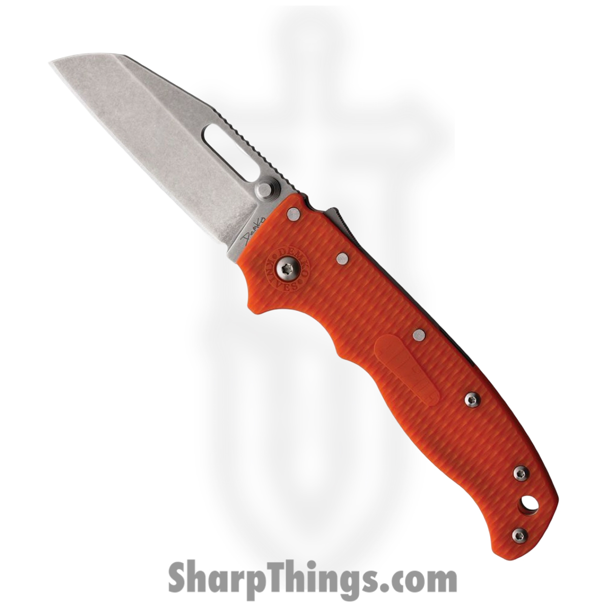 82a52664-f4f3-4709-b70a-cf3a3f13019e_DEMAD205F26_1.jpg Demko Knives - DEMAD205F26 - AD 20.5 - Folding Knife - D2 Stonewash Wharncliffe - Grivory - Orange - Image 1