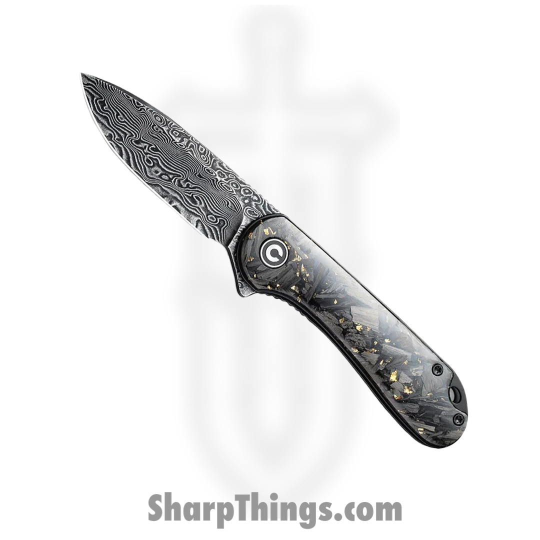 82ad0819-7316-41df-ae87-5ba057ca9340_CIVC907CDS1_1.jpg Civivi - CIVC907CDS1 - Elementum Flipper Knife - Damascus Carbon Fiber - Contoured Gold - Image 1