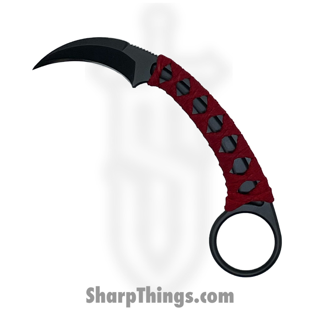 830d82cb-5961-44c6-a160-d59421295420_PIKAPVD_1.jpg Bastinelli Creations - PIKAPVD - Pika PVD Coated - N690 - Fixed Blade Knife - Red Custom Cobra Wrap - Image 1