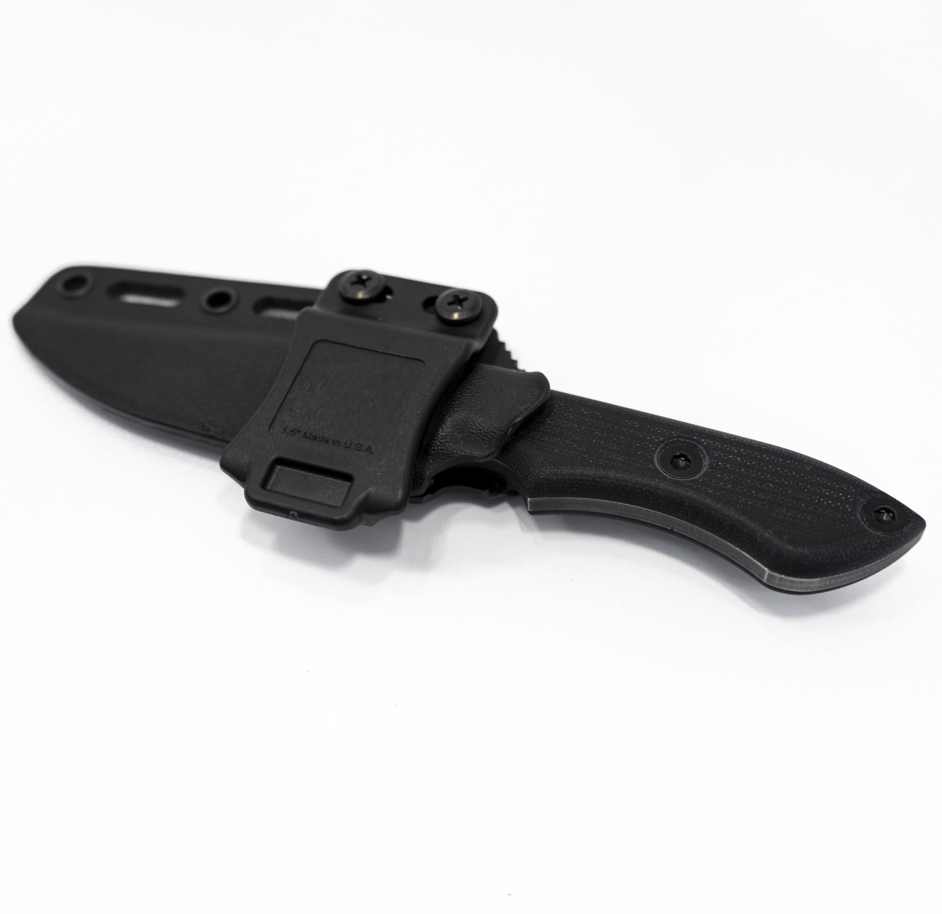 836783ef-858d-4ae2-9d42-fe16e7546357_StrikerBlkBG_1.jpg T.Kell Knives - StrikerBlkBG - Striker - Fixed Blade Knife - 1095 Nickle Boron Coated Clip Point - G10 - Black Standard Bullet Grip - Image 1