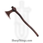 Red Deer - AXE-1A - Viking Bearded Axe - Fixed Blade Knife - 6150 Alloy Steel Red Drop Point - Sandalwood - Red