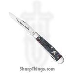 Case Cutlery - CA16300 - U.S. Veteran Trapper - Folding Knife - Tru-Sharp™ Stainless Polished Clip/Spey - Natural Bone - Blue Red