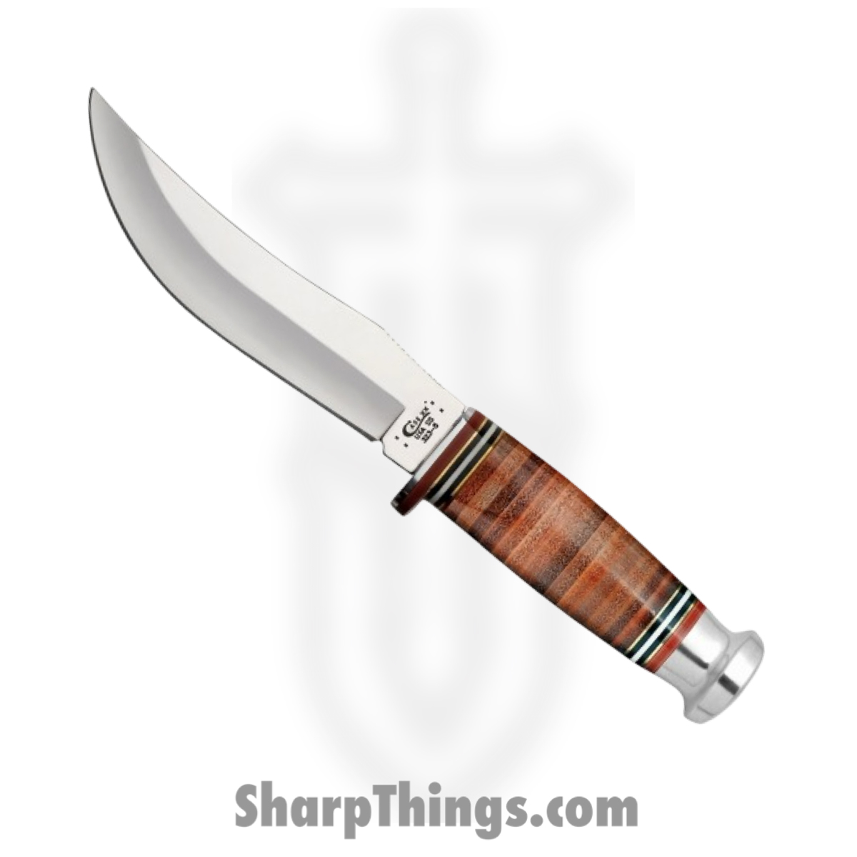 83be982f-7474-4820-b45d-97d3fc7ef7f0_CA10342_1.jpg Case Cutlery - CA10342 - Mushroom Cap Hunter - Fixed Blade Knife - Tru-Sharp Stainless Polished Clip Point - Stacked Leather - Brown - Image 1