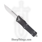 Microtech - 143-11 - Combat Troodon - OTF Auto - Stonewash Drop Point Partially Serrated - 6061-T6 - Black