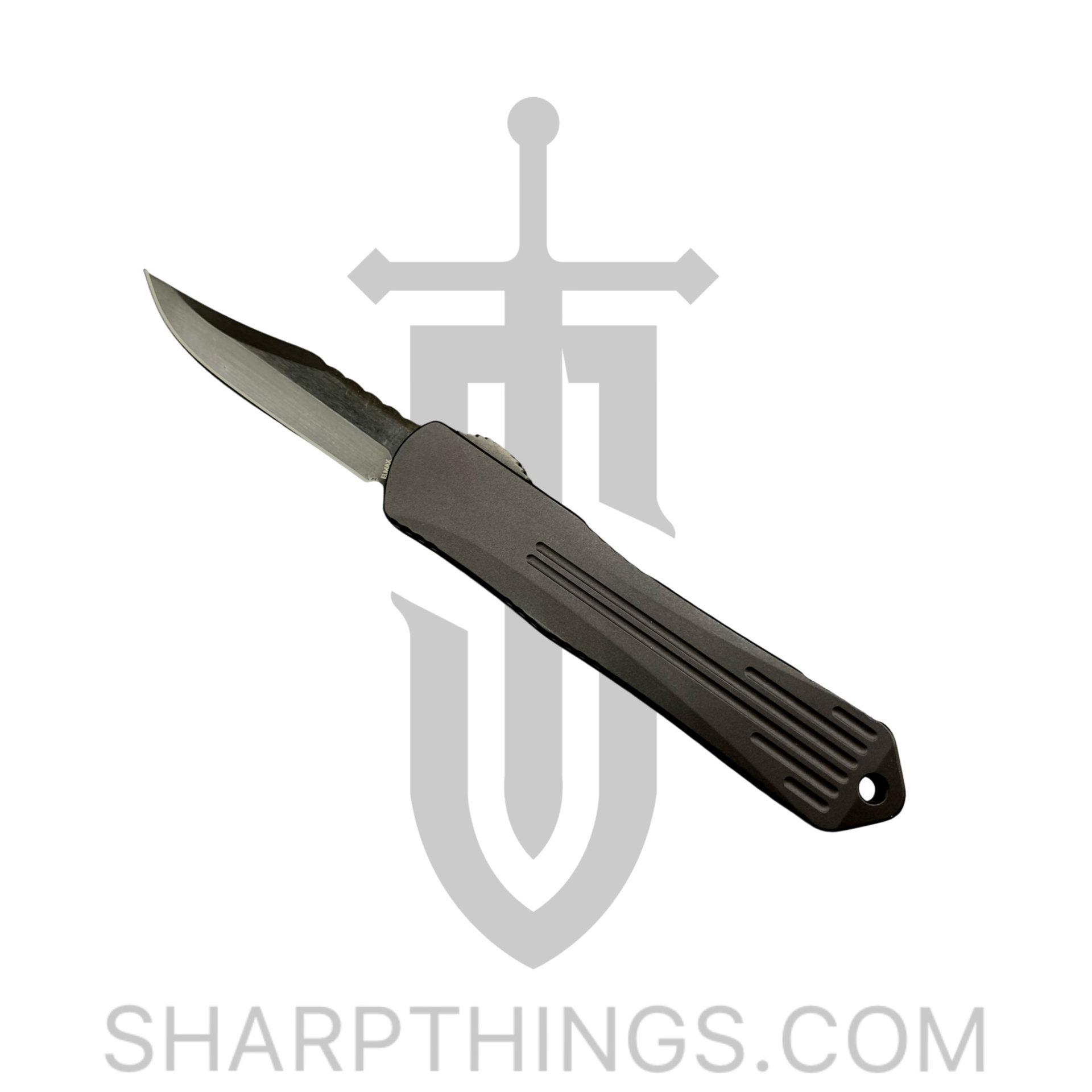 84e39fa1-7ccd-4da8-84fc-44325b6dfb61_H022B-6A-PUCF_1.jpg Heretic Knives - H022B-6A-PUCF - Manticore S - OTF Auto - Elmax Coated Bowie - Aluminum/Fat Carbon - Black/Purple - Image 1