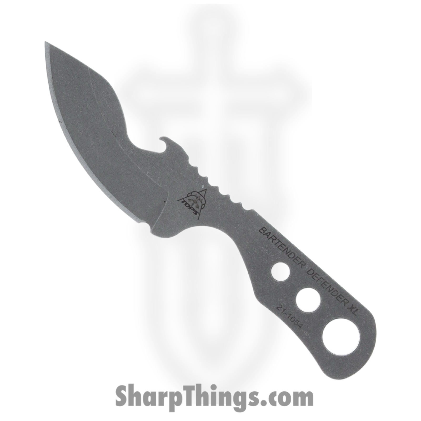 8503fc03-151a-4265-b2f2-4cfee17e95a4_TPBARXL_1.png Tops - TPBARXL - Bartender Defender XL Fixed Blade - Fixed Blade Knife - Coated 1095HC Drop Point - Skeletonized - Grey - Image 1