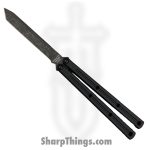 Squid Industries - KR3-T-BST-24 - Krake Raken - Balisong - AEB-L Acid Wash Tanto - 7075 Aluminum - Black