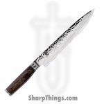 Shun - TDM0704 - Premier 9.5" Slicing Knife - VG-Max Hammered Spear Point - Pakkawood - Brown