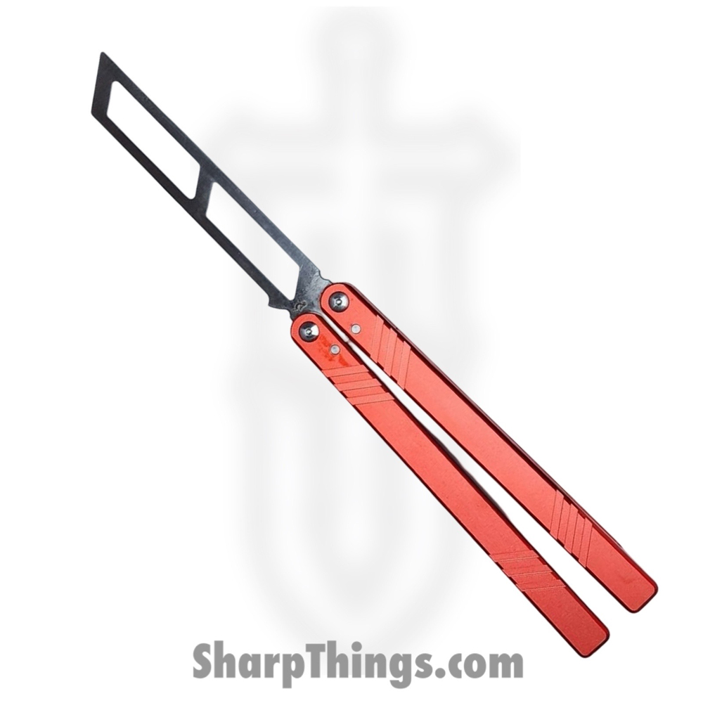 87308f41-3e42-47b8-8d77-b00db415f5ba_BK158_1.jpg VOC - BK158 - Butterfly Knife with Kit - Balisong - 440 SS Satin Tanto - Aluminum - Red - Image 1