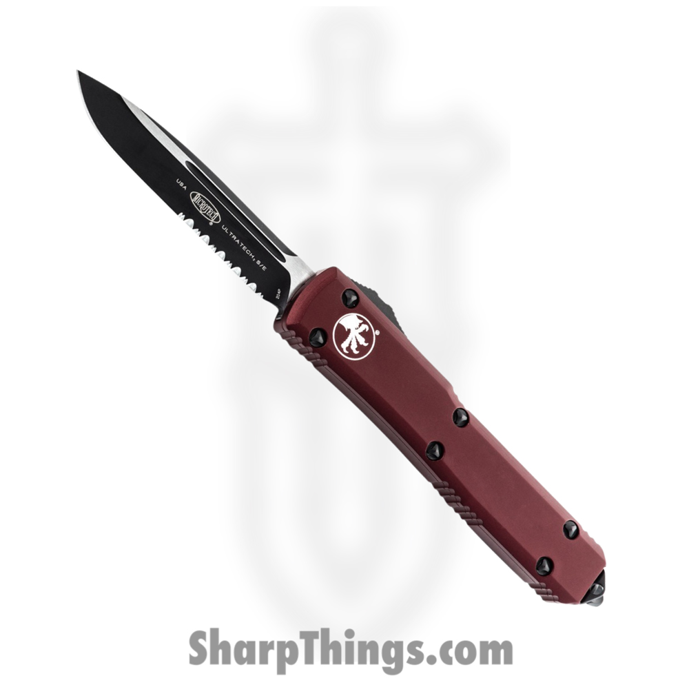 88133f7a-b7a7-45ae-8b42-176af64c1d94_121-2MR_1.jpg Microtech - 121-2MR - Ultratech P/S - OTF Auto - Black Drop Point - 6061-T6 Aluminum - Merlot Red - Image 1