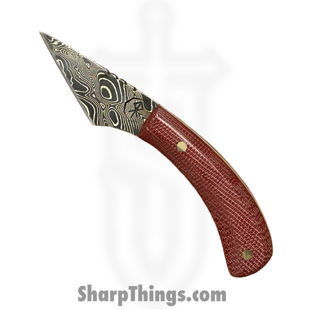 8882b0c3-d48f-49a7-ab55-5cbedf3c3b97_RRC-Shk-01_1.jpg Royalty Rings Co. - RRC-Shk-01 - Shank - Fixed Blade Knife - Baker Forge Bronze Mai Damacore Damascus Kiridashi - Micarta - Red/White - Image 1