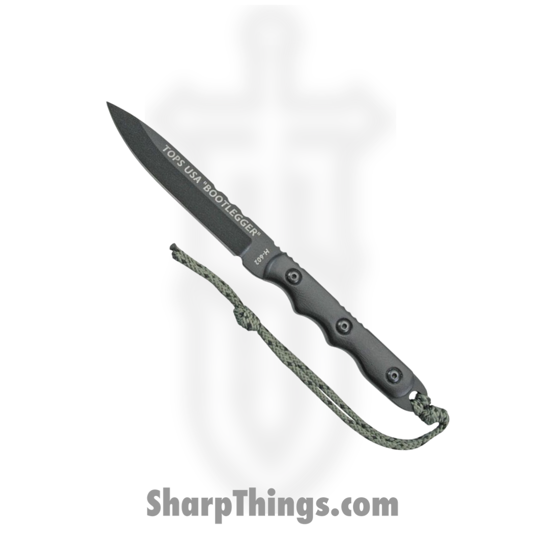 88ca8484-1021-44f4-bc9b-b779820a5247_TPRBL01_1.png Tops - TPRBL01 - Ranger Bootlegger - Fixed Blade Knife - 1095 HC Coated Drop Point - G10 - Black - Image 1