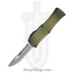 Microtech - 703-12APFRGS - Hera Signature Series - OTF Auto - 703-12APFRGS Hera Signature Series OTF Auto - Full Serrated - Frag Milled Aluminum - Grenade Green