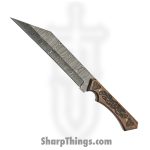 Damascus - DM1300 - Celtic Sailors Seax - Fixed Blade Knife - Damascus Reverse Tanto - Wood - Brown