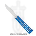 Bear & Son - BC117BL - Butterfly - Balisong - 440 SS Satin Clip Point - Powder Coated Zinc - Blue