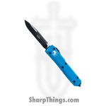 Microtech - 121-1BL - Ultraetch - OTF Auto - Elmax, M390, 204P Two Tone Drop Point - 6061-T6 Aluminum - Blue