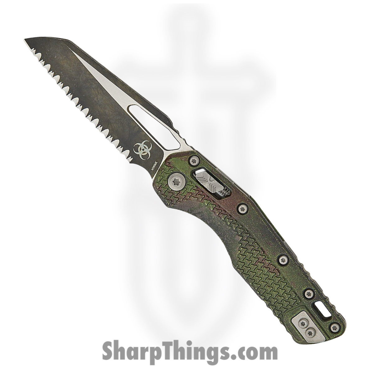 8a42d814-e005-45f1-b797-1f23b3f31e09_210T-3PMOBS_1.jpg Microtech - 210T-3PMOBS - MSI Signature Series - Folding Knife - M390MK Apocalyptic Modified Sheepsfoot - "Outbreak" Polymer - Black Green - Image 1