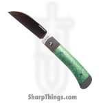 Jack Wolf Knives - DIAMO-01-TI-CRYSTAL - Diamondback Jack - Folding Knife - S90V Satin Sheepsfoot - Crystalized Titanium - Green
