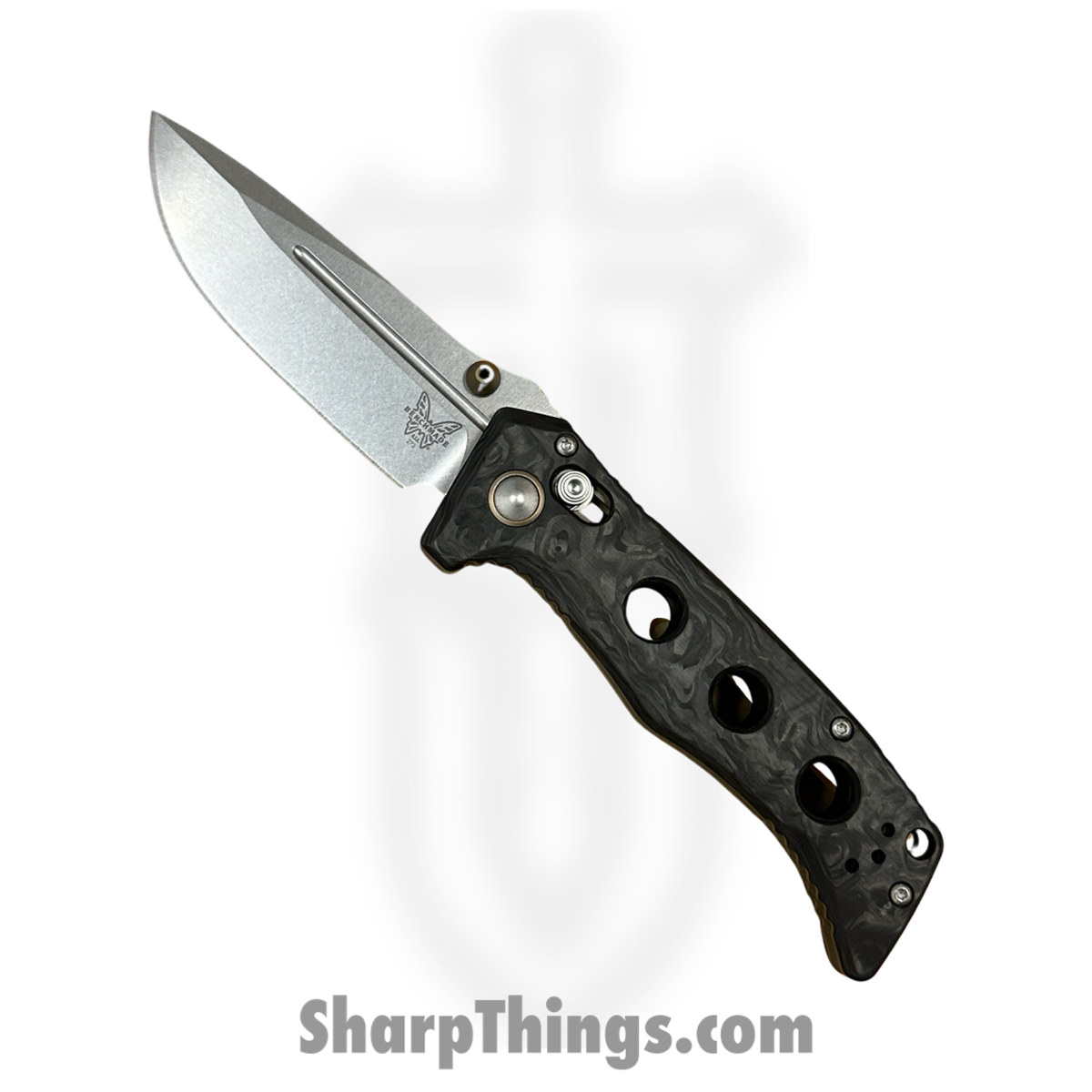 8b752b50-e5f5-4c7e-ad64-966d93fac96a_273-03_1.jpg Benchmade - 273-03 - Mini Adamas - Folding Knife - Stonewash Magnacut Drop Point - Marbled Carbon Fiber - Black - Image 1