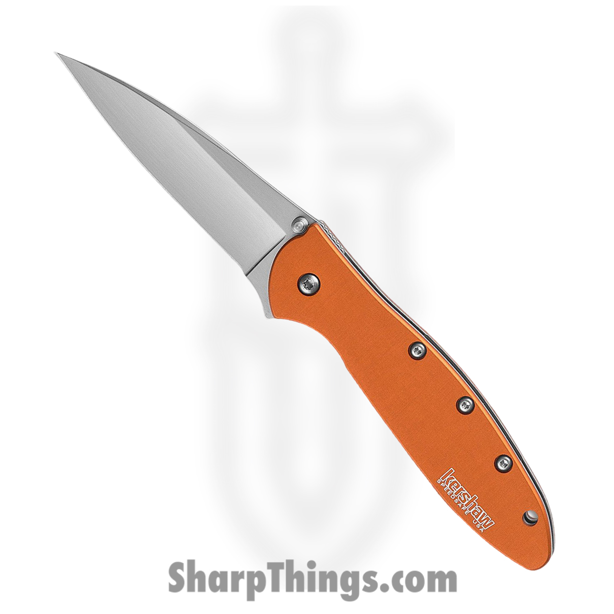 8d0fed71-b90e-4cc8-a013-ab1f8bfecaa0_KS1660OR_1.jpg Kershaw - KS1660R - Random Leek - Assisted Open Knife - 14C28N Blasted Reverse Tanto - 410 SS - Silver - Image 1