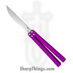 Blade Runner Systems - BRSBBSBAYPRP - Barebones - Balisong - Stonewash 154cm Bayonet - 7075 - Purple