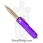 Microtech - 232-13PU - UTX-85 - OTF Auto - Elmax, M390, 204P Bronze Dagger - 6061-T6 Aluminum - Purple