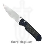 Ohlone Knives - OKGTAXLV2PVD - Goat AXL V2 - Folding Knife - Stonewash Elmax Drop Point - Bar Lock - PVD Titanium Snakeskin Gold FatCarbon