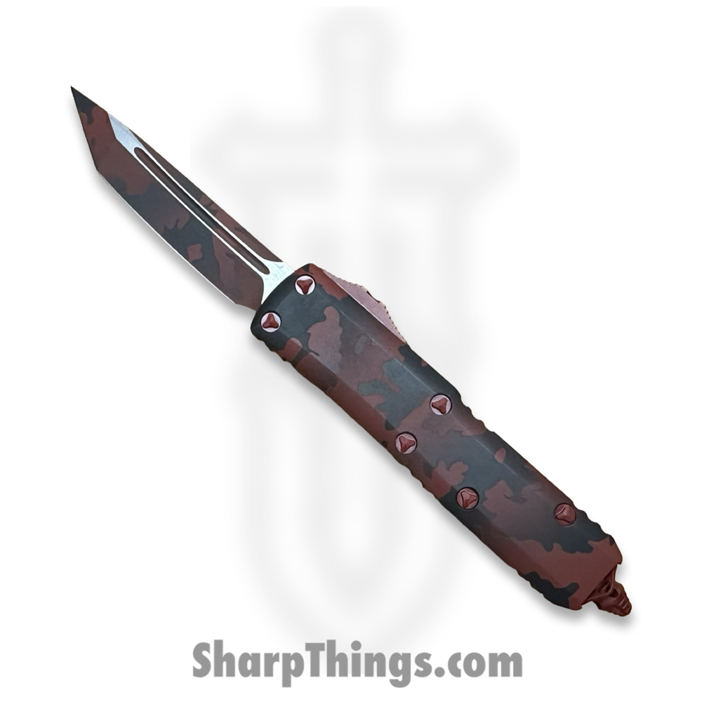 8eeddf96-1d13-46e1-abc9-a3f1470b24b4_233-1RCS_1.jpg Microtech - 233-1RCS - UTX-85 Sig Series - OTF Auto - Red Camo Cerakote M390MK Tanto - 6061-T6 Aluminum - Red Camo - Image 1