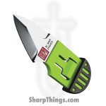 Al Mar - AMK1001BKGBL - Stinger Keyring Knife - Fixed Blade Knife - D2 Satin Spear Point - Polymer with TPR Overmold - Green Black