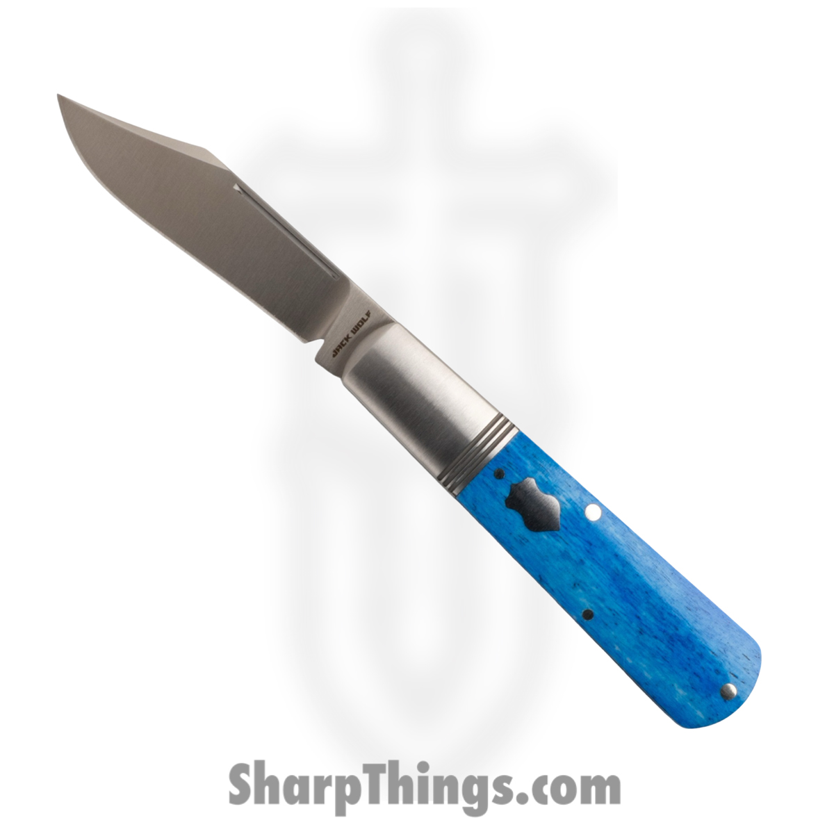 90053536-6f8e-4944-a156-ab78addd5f5f_GW-BAR-01-SMT_BLU_BON_1.jpg Jack Wolf Knives - GW-BAR-01-SMT_BLU_BON - Gateway Barlow - Folding Knife - 14C28N Satin Barlow - Bone - Blue - Image 1
