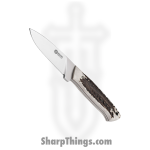 Boker - BO02BA325HH - Arbolito Hunting Knife - Fixed Blade Knife - N695 Satin Drop Point - Stag - Brown/White
