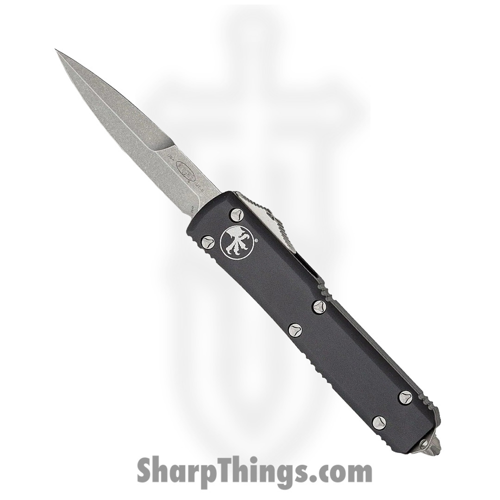 912bfd56-8353-4e82-9c0f-d360f76d1ffd_120-10_1.jpg Microtech - 120-10 - Ultratech - OTF Auto - Elmax, M390, 204P Stonewash Bayonet - 6061-T6 Aluminum - Black - Image 1