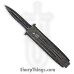 Rough Ryder - RR1979 - Swing Blade - Folding Knife - Stainless Black Stonewash Dagger - Stainless - Black