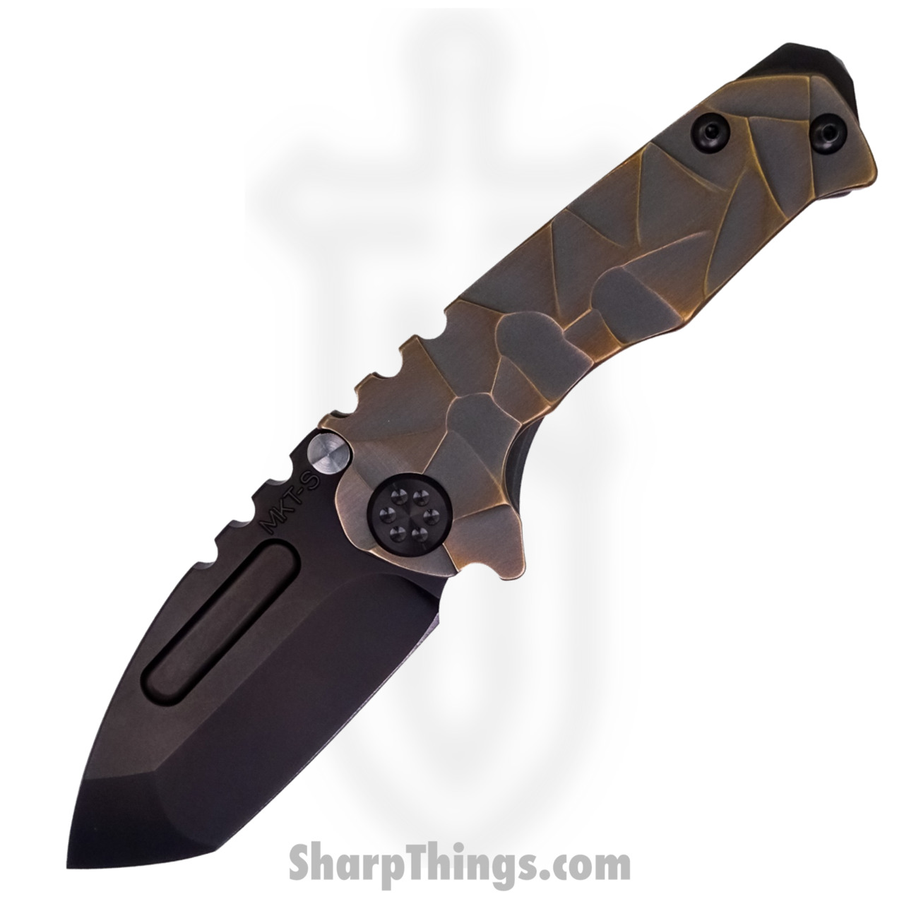 918cf058-6136-4881-8f3d-4c64d4d7aab0_MK008SPT-36A1-TPC1-BP_1.jpg Medford Knife - MK008SPT-36A1-TPC1-BP - Micro Praetorian "T" Tanto Folder - S35VN PVD - "Stained Glass" - Image 1