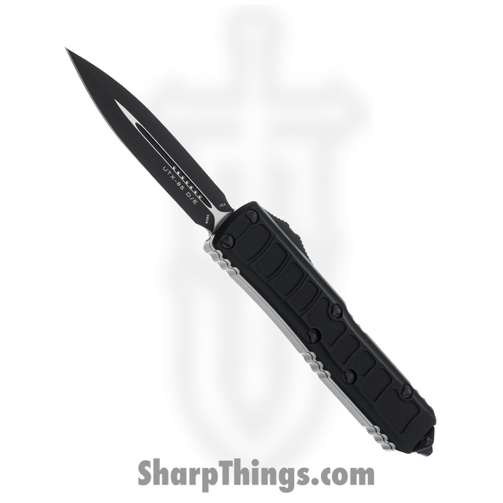 918e289a-8e7e-4569-acab-940f01426d7e_232II-1TS_1.jpg Microtech - 232II-1TS - UTX-85 II Signature Series - OTF Auto - Elmax, M390, 204P Coated Dagger - 6061-T6 Aluminum - Black - Image 1