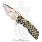 Attention 2 Detail Mercantile - A2DMK1BRCLBW - Mark 1 Medium - Folding Knife - S30V Satin Batwing - Chain Link Titanium - Bronze